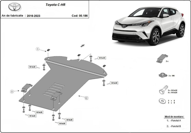 Stalowa płyta pod katalizator Toyota C-HR (2016-2023)