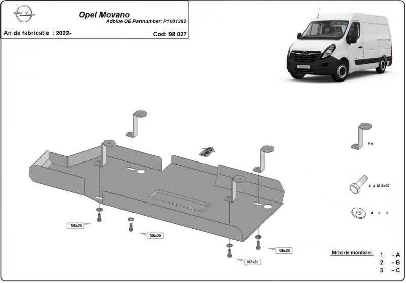 Stalowa płyta pod AdBlue Opel Movano (2022-2026)