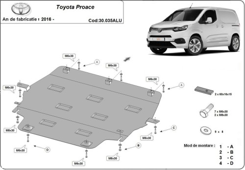 Aluminiowa płyta pod silnik Toyota Proace (2016-2026)