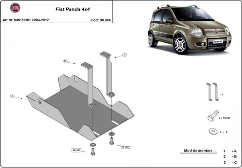 Stalowa płyta pod dyferencjał Fiat Panda 4x4 (2003-2012)