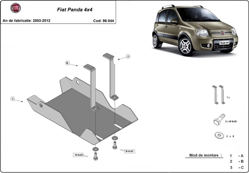 Stalowa płyta pod dyferencjał Fiat Panda 4x4 (2003-2012)