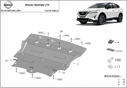 Aluminiowa płyta pod silnik Nissan Qashqai J12 (2021-2026)
