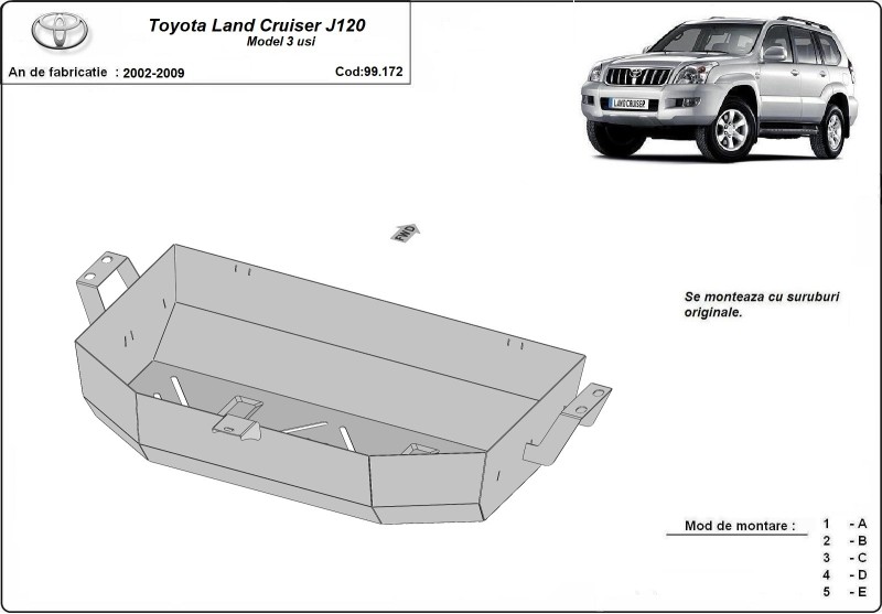 Stalowa osłona zbiornika paliwa Toyota Land Cruiser J120 - tylko dla wersji 3-drzwiowej (2002-2009)