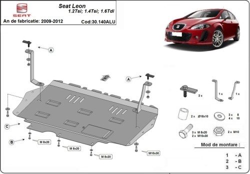 Aluminiowa płyta pod silnik Seat Leon Mk2 (2009-2012)