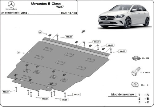 Stalowa płyta pod silnik Mercedes B-Class W247 (2018-2026)