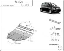 Stalowa płyta pod silnik Opel Agila (H08) (2007-2014)
