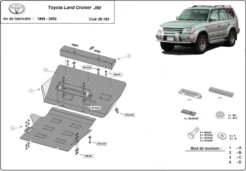 Stalowa płyta pod silnik Toyota Land Cruiser J90 (1995-2002)