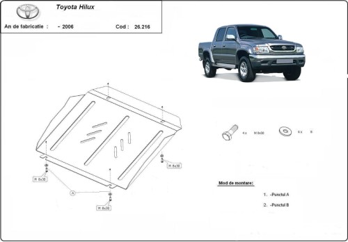 Stalowa płyta pod silnik Toyota Hilux (2000-2004)
