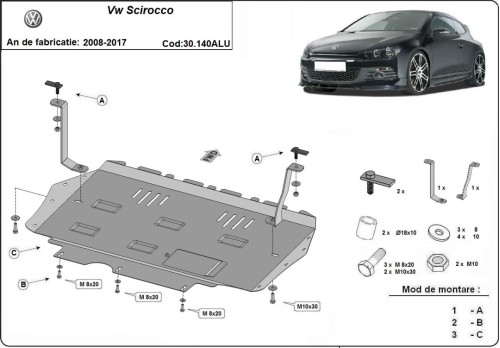 Aluminiowa płyta pod silnik Volkswagen Scirocco (2008-2017)