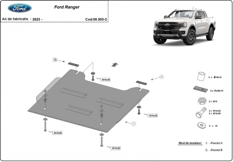 Stalowa płyta pod reduktor Ford Ranger (2023-2026)