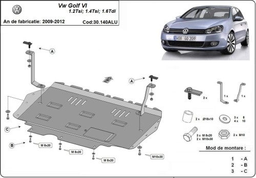 Aluminiowa płyta pod silnik VW Golf 6 (2009-2012)