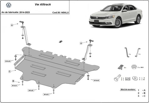 Aluminiowa płyta pod silnik VW Passat Alltrack (2014-2023)