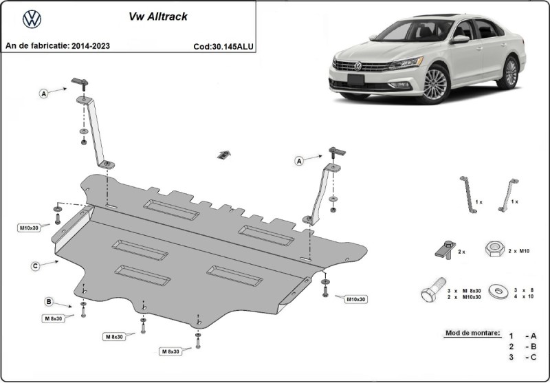 Aluminiowa płyta pod silnik VW Passat Alltrack (2014-2023)