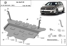Stalowa płyta pod silnik VW Golf 7 - automatyczna skrzynia biegów (2012-2019)