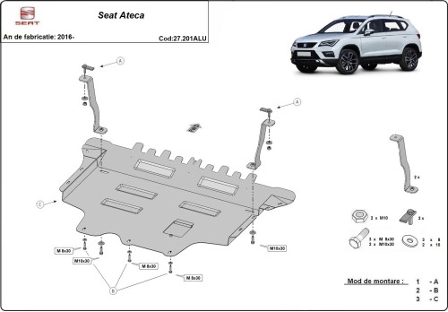 Aluminiowa płyta pod silnik Seat Ateca (2016-2026)
