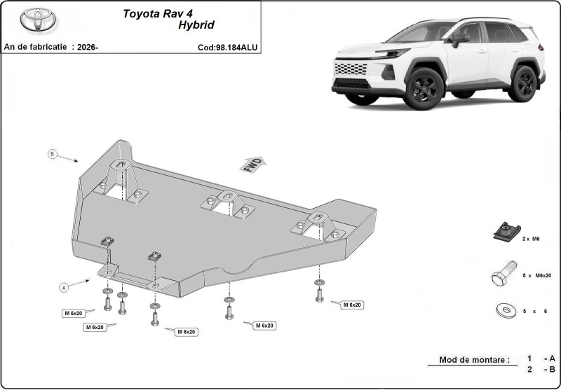 Aluminiowa płyta pod dyferencjał Toyota Rav4 (2026-2026)