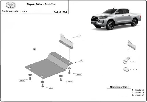 Stalowa płyta pod DPF Toyota Hilux (2021-2026)