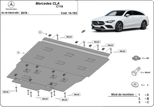 Stalowa płyta pod silnik Mercedes CLA C118 (2018-2026)