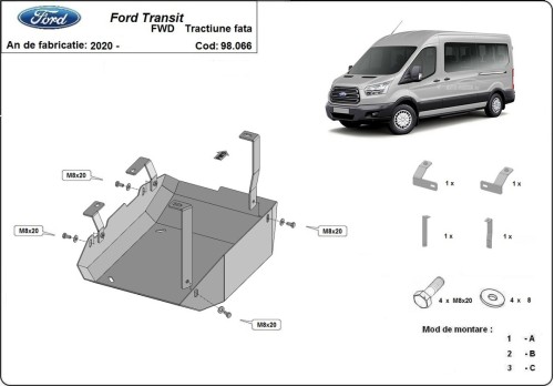 Stalowa płyta pod AdBlue Ford Transit (2020-2026)