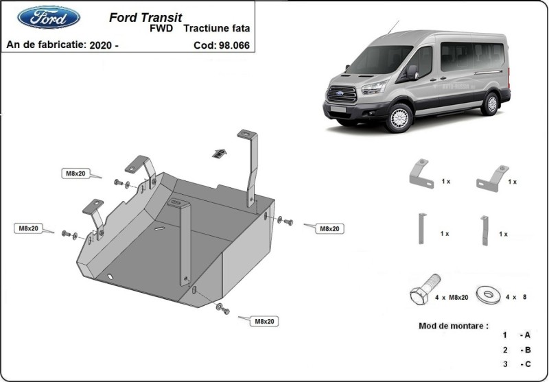 Stalowa płyta pod AdBlue Ford Transit (2020-2026)