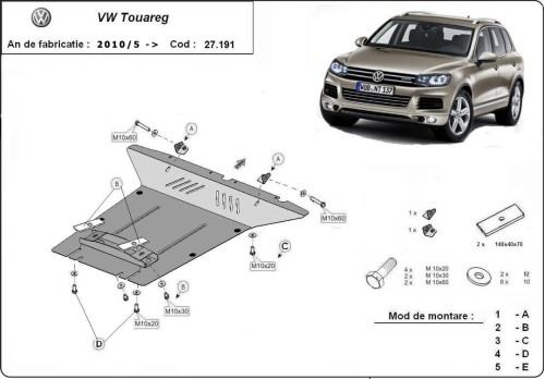 Stalowa płyta pod silnik VW Touareg (2010-2018)