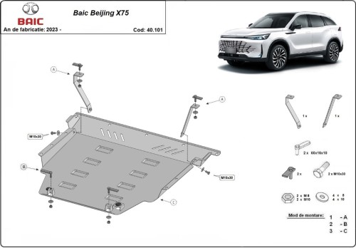 Aluminiowa płyta pod silnik BAIC Beijing X75 (2023-2026) Aluminiowa płyta pod silnik BAIC Beijing X75 (2023-2026)