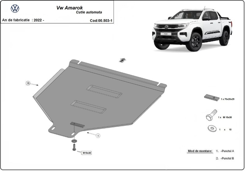 Stalowa płyta pod automatyczną skrzynię biegów Volkswagen Amarok (2022-2026)