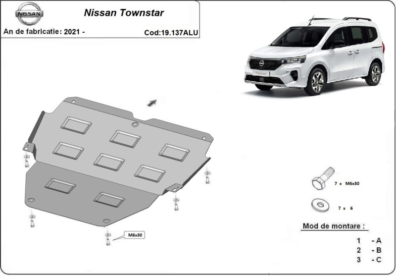 Aluminiowa płyta pod silnik Nissan Townstar (2021-2026)
