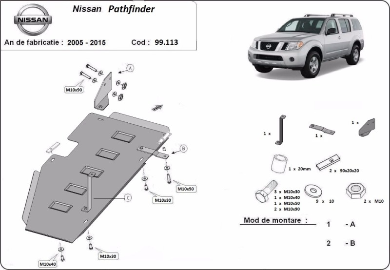 Stalowa płyta pod zbiornik paliwa Nissan Pathfinder R51 (2005-2015)