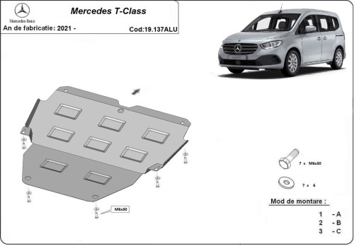 Aluminiowa płyta pod silnik Mercedes T-Class (2021-2026)