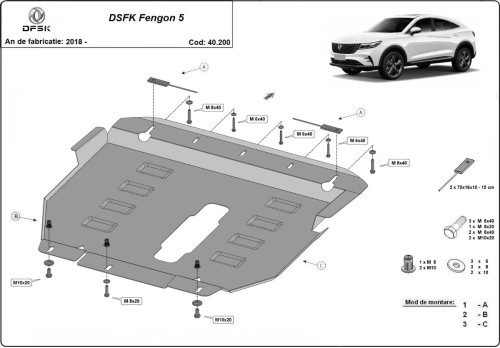 Stalowa płyta pod silnik Dfsk Fengon 5 (2018-2026)