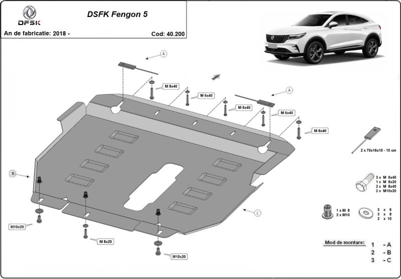 Stalowa płyta pod silnik Dfsk Fengon 5 (2018-2026)