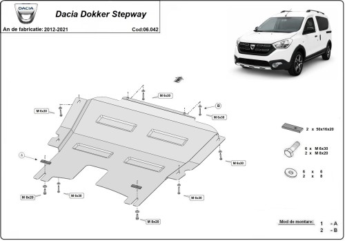 Stalowa płyta pod silnik Dacia Dokker Stepway (2012-2021)