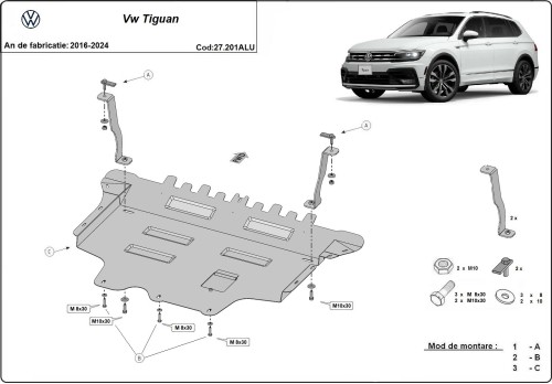 Aluminiowa płyta pod silnik VW Tiguan (2016-2024)