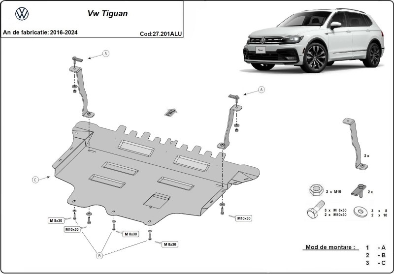 Aluminiowa płyta pod silnik VW Tiguan (2016-2024)