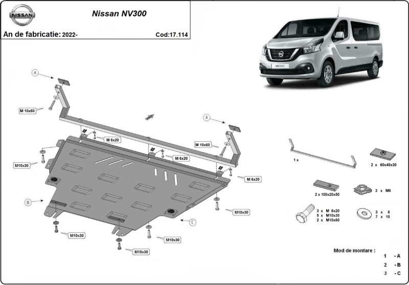 Stalowa płyta pod silnik Nissan NV300 (2022-2026)