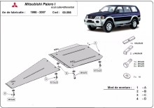 Stalowa płyta pod skrzynię biegów i reduktor Mitsubishi Pajero Sport 1 (1998-2007)