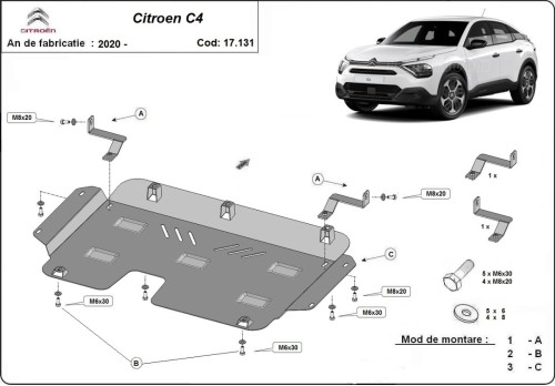 Stalowa płyta pod silnik Citroen C4 (2020-2026)