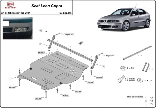 Stalowa płyta pod silnik Seat Leon Cupra Mk1 (1998-2004)