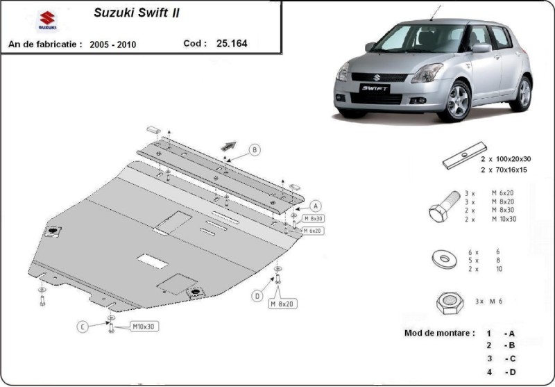 Stalowa płyta pod silnik Suzuki Swift 2 (2005-2010)