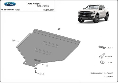 Stalowa płyta pod automatyczną skrzynię biegów Ford Ranger (2023-2026)