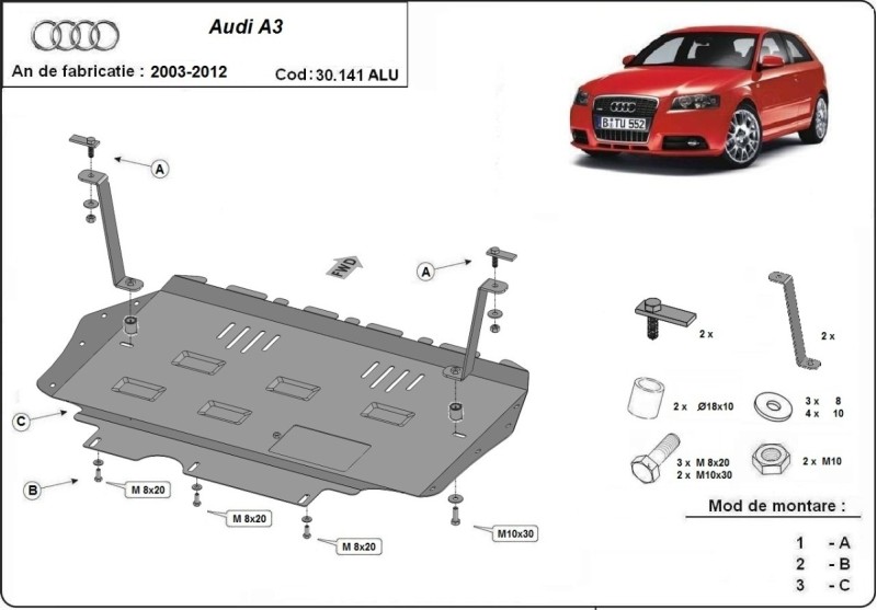 Aluminiowa płyta pod silnik Audi A3 (2003-2012)