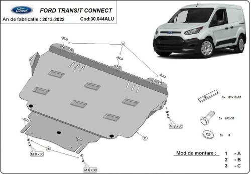 Aluminiowa płyta pod silnik Ford Transit Connect (2013-2022) Aluminiowa płyta pod silnik Ford Transit Connect (2013-2022)