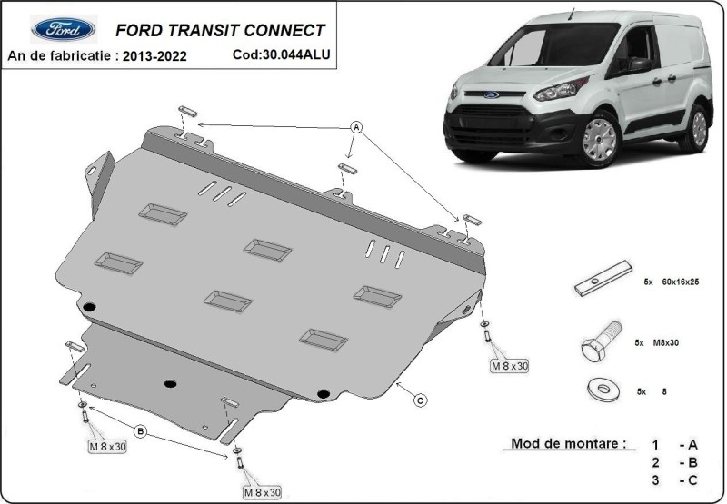 Aluminiowa płyta pod silnik Ford Transit Connect (2013-2022)