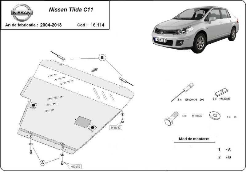Stalowa płyta pod silnik Nissan Tiida (2007-2011)
