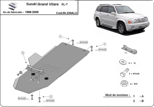 Aluminiowa płyta pod skrzynię biegów Suzuki Grand Vitara XL7 (1998-2009)
