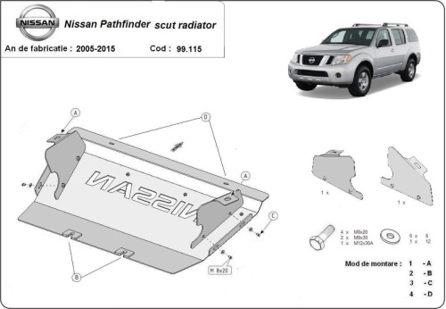 Stalowa płyta pod chłodnicę Nissan Pathfinder (2005-2015)