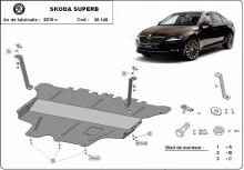 Stalowa płyta pod silnik Skoda Superb - reczna skrzynia biegow (2015-2024)