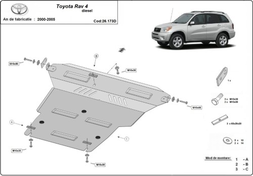 Stalowa płyta pod silnik Toyota Rav4 Diesel (2000-2005)
