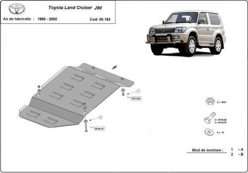 Stalowa płyta pod skrzynię biegów Toyota Land Cruiser J90 - tylko dla wersji 3-drzwiowej (1995-2002)